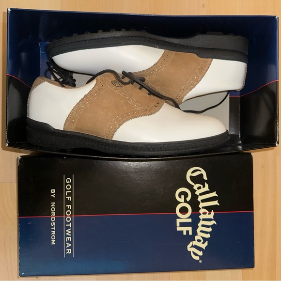Callaway Men's White and Brown Golf Shoes - Picture 1 of 3